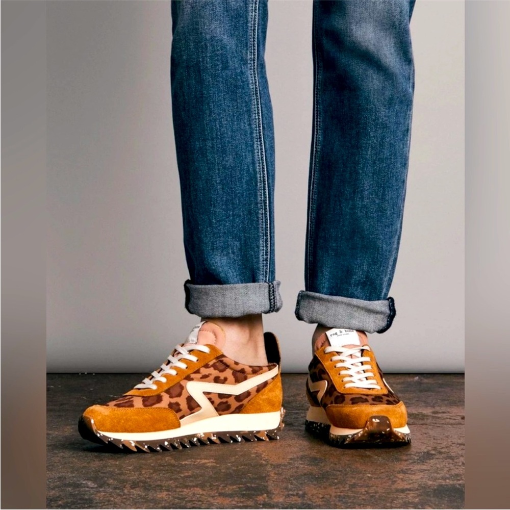 Rag and bone New York leopard print suede retro runner sneakers